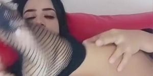 Latina in maleficent outfit fucks with a dildo