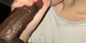 White girl sucking on my big black dick