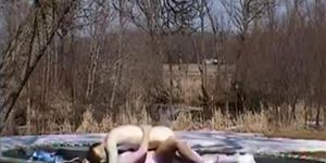 Outdoor German Amateur Sex on a Trampoline