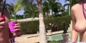 Sluts fucked a man by the pool on a weekend pool dipping