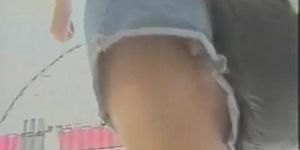 Splendid upskirt view of a chick at the mall
