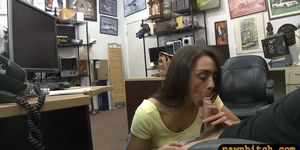 Sexy brunette girl railed by pawn keeper in his office