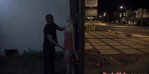 Stranded teen roughly fucked outdoors