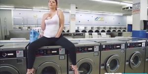 Big boobs and super tiny Cali Hayes gets fucked by laundromat owner (Caley Hayes)