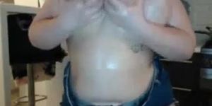 Fat girl teasing wet fat tits for free cam