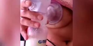 Sexy hot busty Brazilian pumping milk automatic