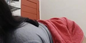 Big titty Indonesian student pillow humping