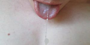 Creamy close-up cum swallowing with slo-mo!