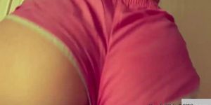 Hot milf in short pink shorts seduced me. Big White Ass Rides Big Cock! Perfect body!