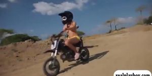 Sexy badass women try out wake boarding and BMX riding