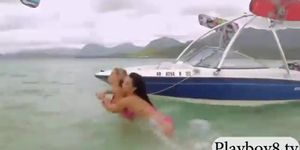 Busty badass babes enjoyed kite surfing and other activities
