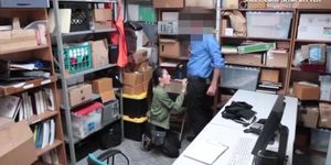 Brunette girl caught stealing and banged in LP office (Jade Noir)