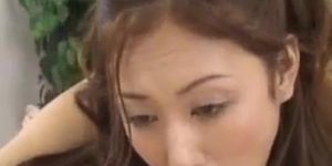 Asian milf sucks rough cock for a load of cum on her face