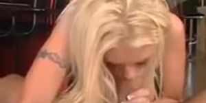 Blonde teen pornstar sucks a big dick. Cumshot on her face