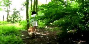 Brunette teen fucked in woods old man doggy style