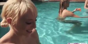 Hardcore fucking and dick sucking with pool hotties