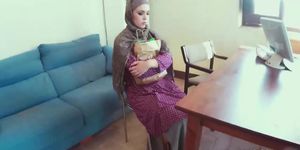 Arab babe rough fucked by man down her shaved pussy