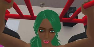 Green Hair Green Eye Big Tit Ebony Caramel Latina CGI Workout Fuck