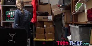 Tattooed blonde teen fucked rough in the office by a security guard (Who Fucks, horny security)