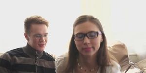 Nerdy spex amateur pussy banged and rimmed