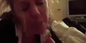 Mature maid gives blowjob