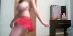 HottAlicia dancing and striptease in a red micro mini