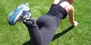 PAWG MILF Lisa stretching ass in Leggings.