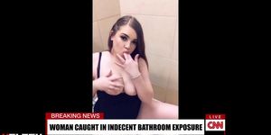 Girl caught masturbating in public restroom