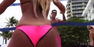 Bikini BFFs twerking their hot asses by the beach and orgy