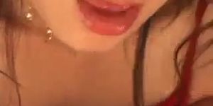 Asian sexy close-up blowjob