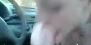 Car blowjob ends with cum in mouth and swallow