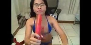 Asian Webcam Girl Sucking Dildo F