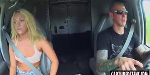 Keely Jones gets a free ride and messy facial in the van