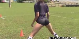Coach fucking busty football chick in jersey