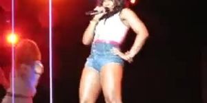 Ashanti booty shorts on