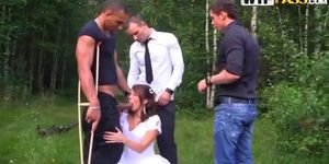 Bride Madelyn is Fucked by her Husband and His Many Friends after her Wedding!!