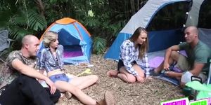 Sexy hot teens fuck with stepdads in the forest