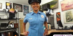 Busty police officer gets her pussy screwed by pawn guy