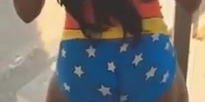 Slow motion thick ass Wonder Woman twerk