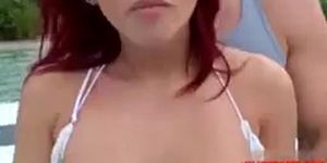 Redhead fucked on boat and then abandoned on an island