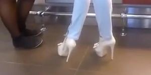 Awesome high heels at lunch