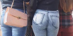 blonde tight jeans ass