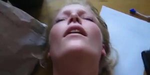 Blonde getting fucked on table