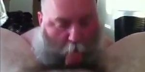 Bearded Daddy Sucks Big Cock