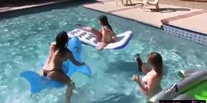 Pool party turns into lesbian action of sexy besties