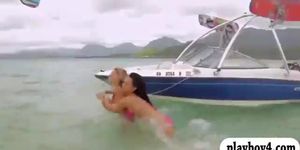 Nasty badass babes enjoyed kite surfing while all naked