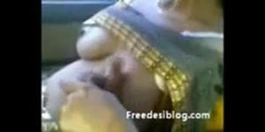 Beautiful Indian Aunty Showing Tits In Car