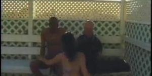 really sexy horny married woman sucks & fucking her lucky husband's massive BBC outside in backyard & lets random pe (peeping tom)