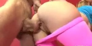 bubbly blonde teen fucked hard by two rough cocks