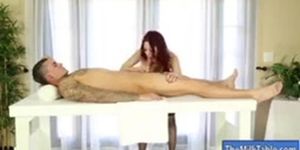 Hot masseuse Jessica Ryan swallows cum
